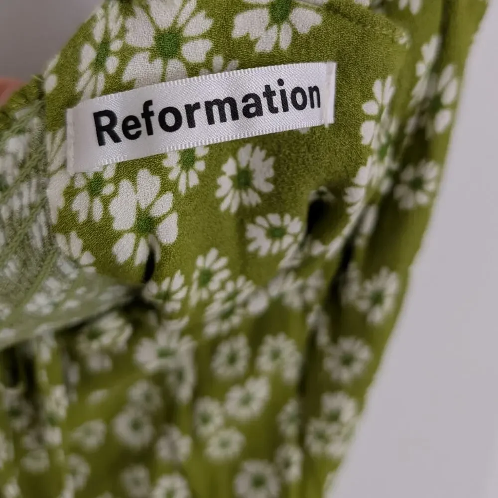 Reformation Pacey Green Floral Fennel Dress Size 8 - Picture 7 of 10